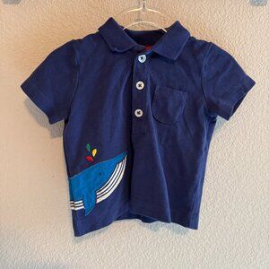 Baby Boden blue collared shirt with whale